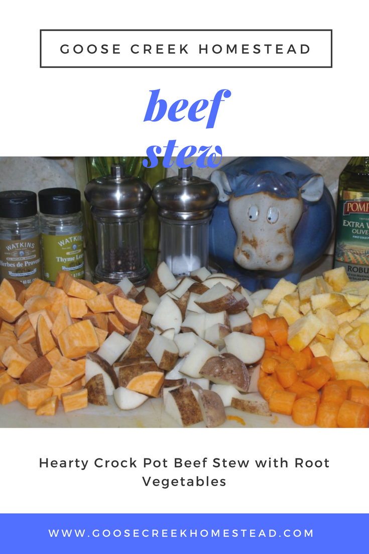Hearty Crock Pot Beef Stew with Root Vegetables- Goose Creek Homestead