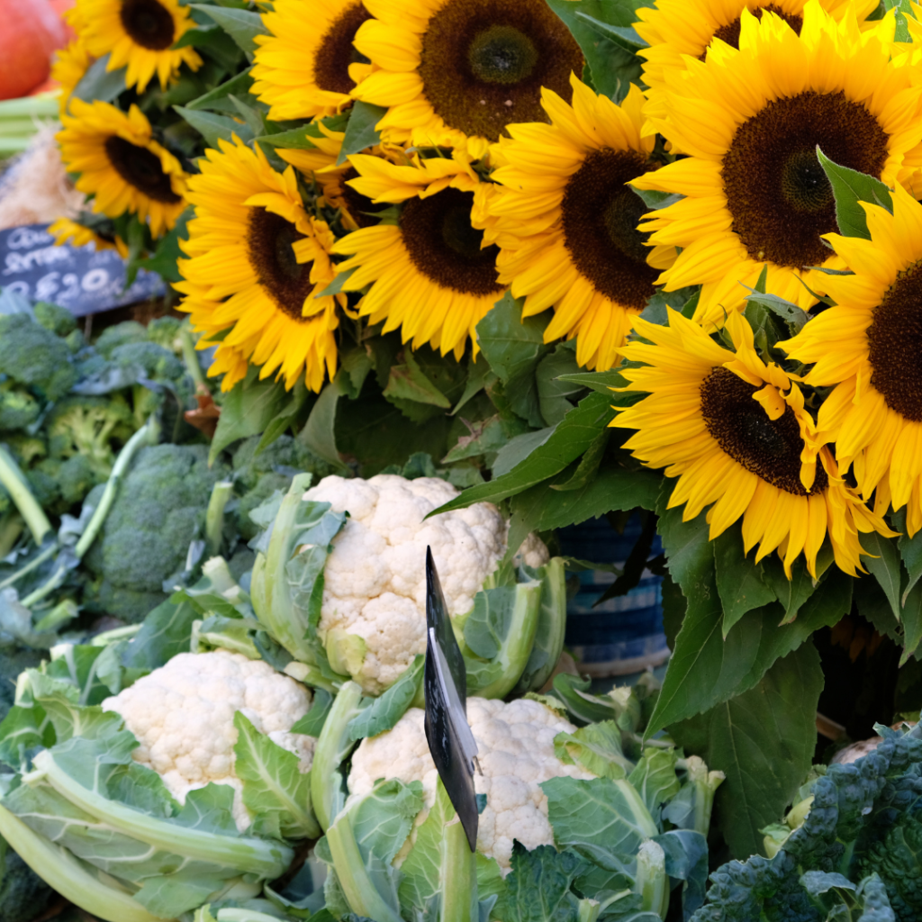 Our Sunflowers and Veggies at the Farmer's Market